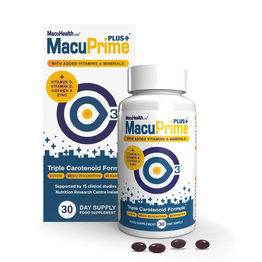 Macuprime Plus+ bottle of capsules